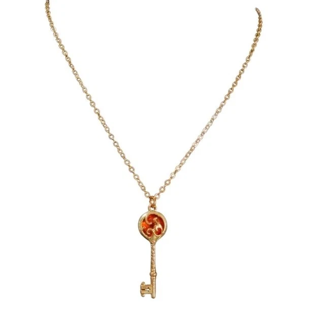 Collar Cadena Cable 17" Llave Esqueleto 1.5" Tono Oro Antiguo 1.5" 2mm 4.5g Foto 4 de 4