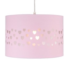 Image of Litecraft Glow Light Shade 30 cm Easy Fit Hearts Children's Lampshade - Pink    