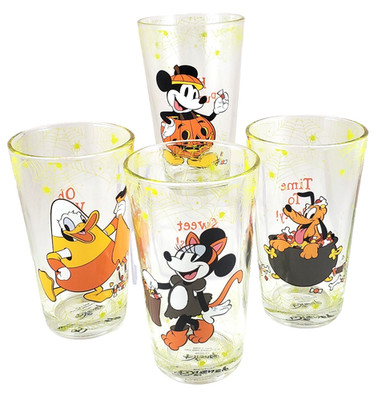 Disney-Mickey Mouse, Minnie Mouse, Daffy Duck & Pluto Halloween Glasses 4pc-16oz