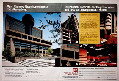Portland Cement Hyatt Regency Phoenix Vintage Magazine Ad 1970s Concrete