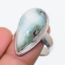 Republic Larimar Gemstone Handmade 925 Sterling Silver Jewelry Ring Size 8 c679
