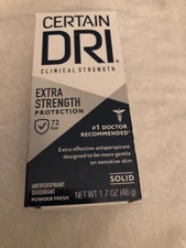 Certain Dri Extra Strength Clinical Antiperspirant Solid Deodorant 1.7 Oz,EXP 27