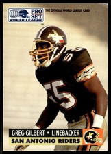 1991 Pro Set WLAF World Bowl Combo Greg Gilbert San Antonio Riders #32