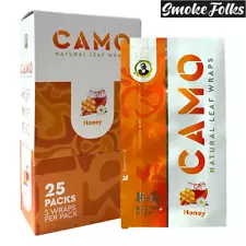CAMO Self-Rolling Natural Leaf Wraps 125mm wraps - HONEY Flavor (Full Box)