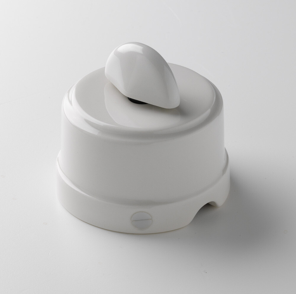 Klartext - Interruttore/Deviatore a rotazione BELLE ÉPOQUE in porcellana bianco