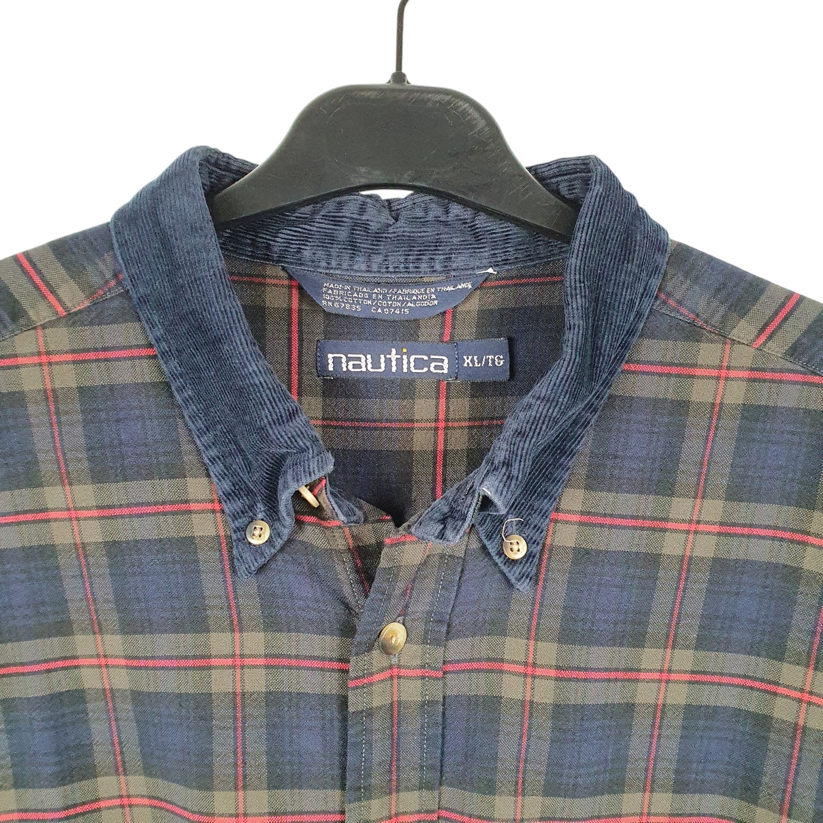 NAUTICA Navy Check Shirt Heavy Overshirt Long Sleeve Casual Cotton Mens XL image 2