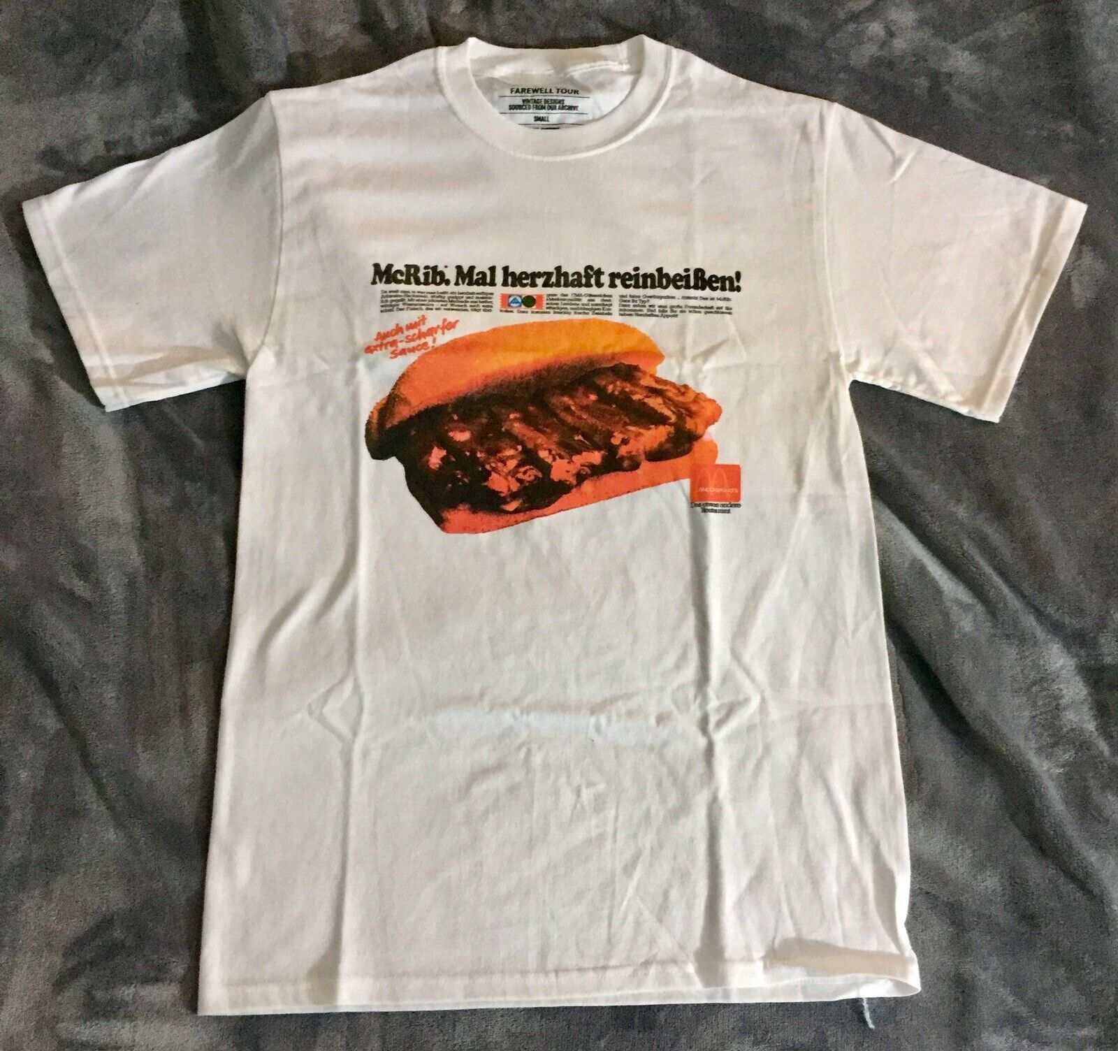 2022 McDonalds McRib Farewell Tour Collection Taste German McRib T-Shirt SMALL