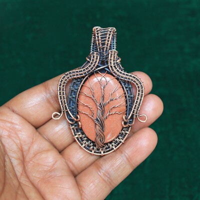 Tree Sun Star Pendant Copper Wire Wrap Gemstone Jewelry Gift For Mother  NK600