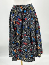 Vintage Funky graphic print elastic waist, cotton skirt marked L