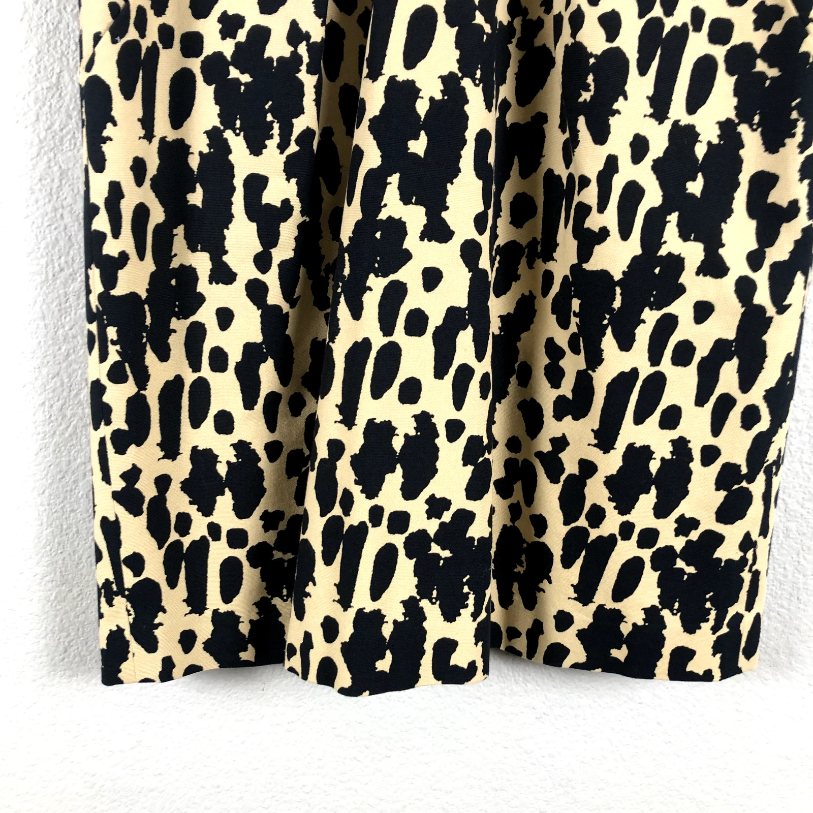 Abito Michael Kors donna 10 nero marrone stampa animalier plissettato aderente e svasato scollo a V