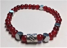 Elegant Minimalist Crimson Red Beaded Bracelet-7.5 inch Stretchy