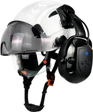 Construction Safety Helmet W/ Bluetooth Earmuffs ANSI Hard Hat Head Protection