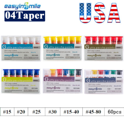 1 box EASYINSMILE Dental Root Canal Gutta Percha Paper Point 04 Taper 60pc/Box