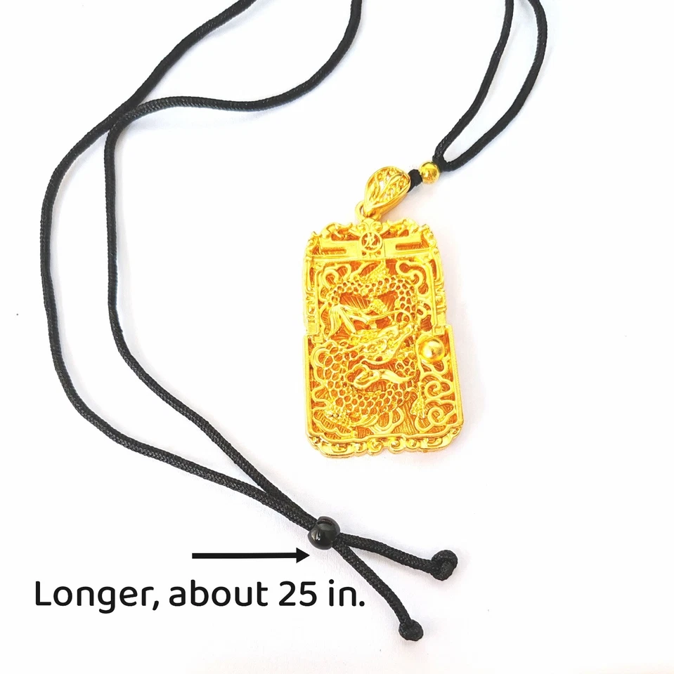 Collar Wicuas Chapado en Oro Acero Inoxidable Dragón Colgante Longitud Ajustable Foto 3 de 4