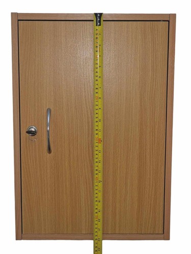 Wooden Lockable Brown Beech Wall Cabinet Supplied With 2 Keys - Picture 4 of 8