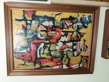 James Poteat Original Oil on Cardboard Mid Century Modern Abstract Expressionism