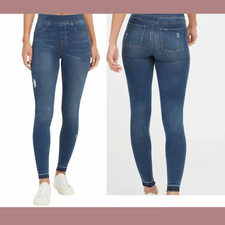 NEW 98 Spanx  Medium  Distressed Denim Ankle Skinny Jeans in Blue Q415