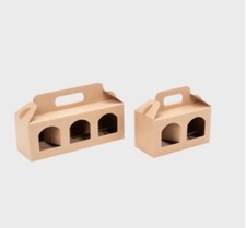 2 Jar Gift Box 90mm High - Pack of 10 - Natural Finish with Windows