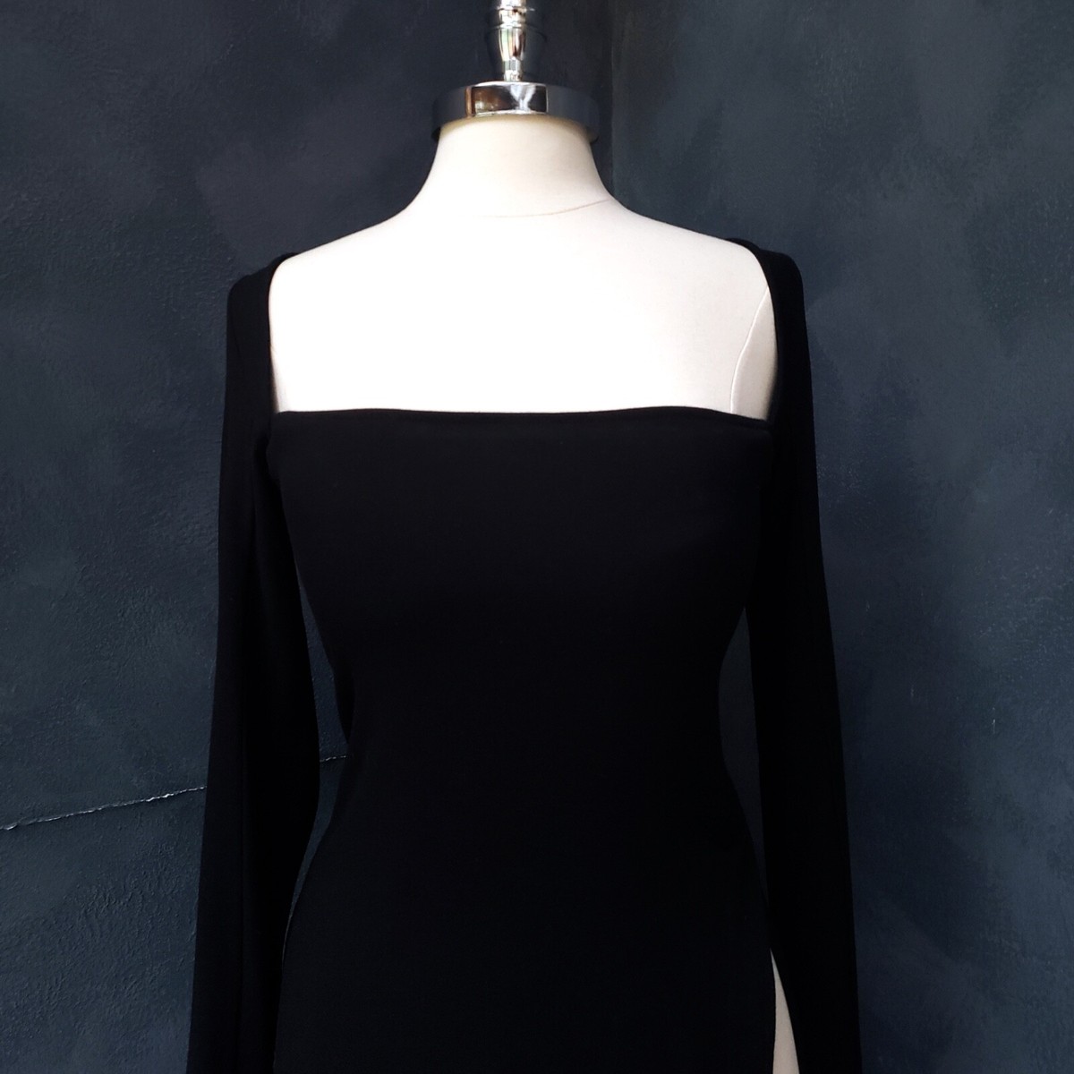Ann Demeulemeester Black Long Sleeve High Slit Dress 8 NWTs