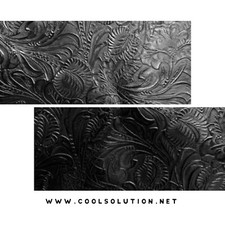 Cowhide Embossed Leather Floral Black, Leather Sheets for Bags, Wallet, Upholste