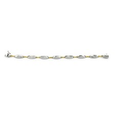 9ct Gold Bracelet - 9ct Gold Ladies Bracelet Two Tone Oval & Bar 6mm 7.25inch