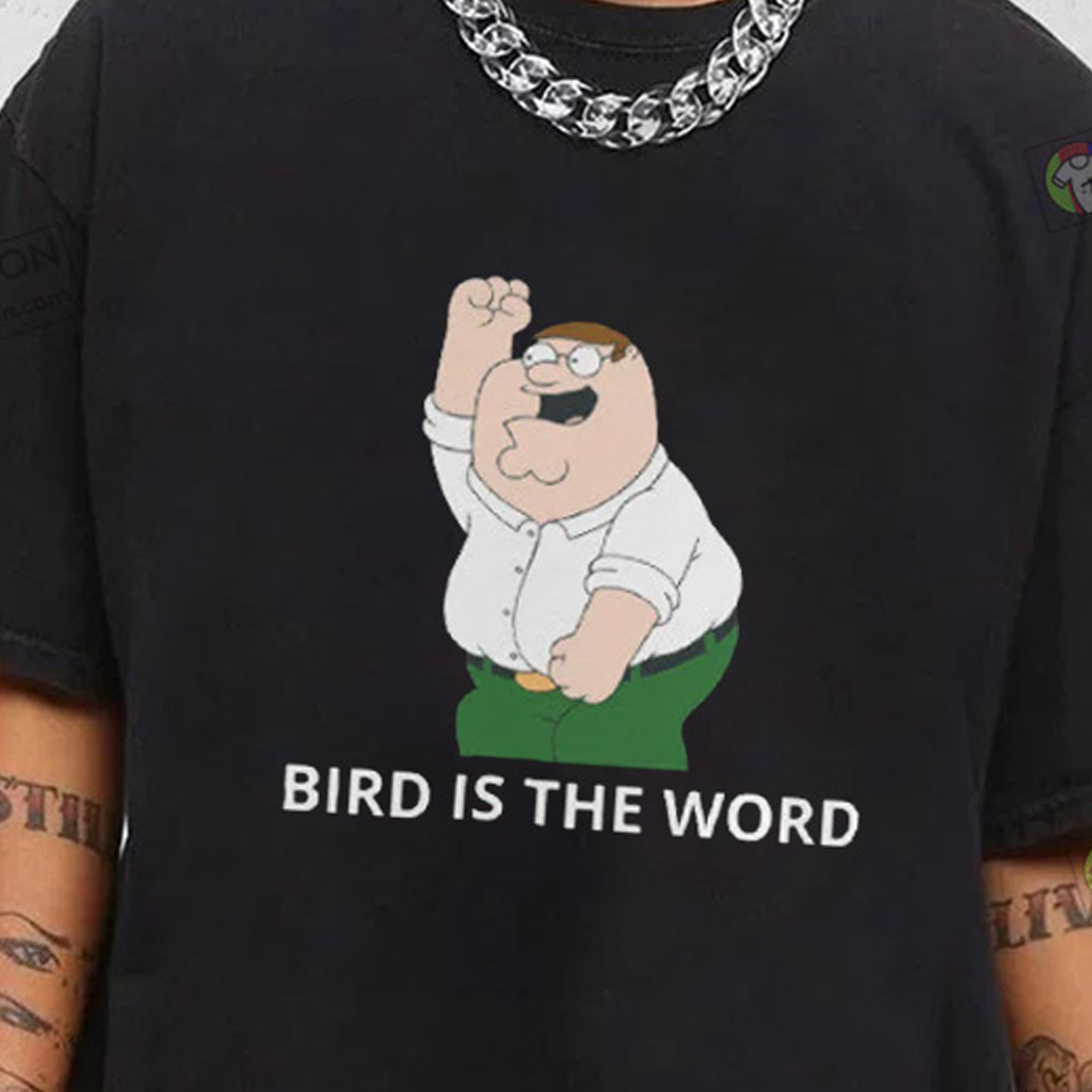 Family Guy Peter Griffin Bird Is The Word Black T-shirt Unisex S