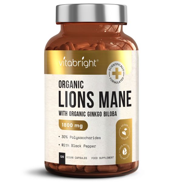 Organic Lions Mane & Ginkgo - Vitabright 120 Capsules