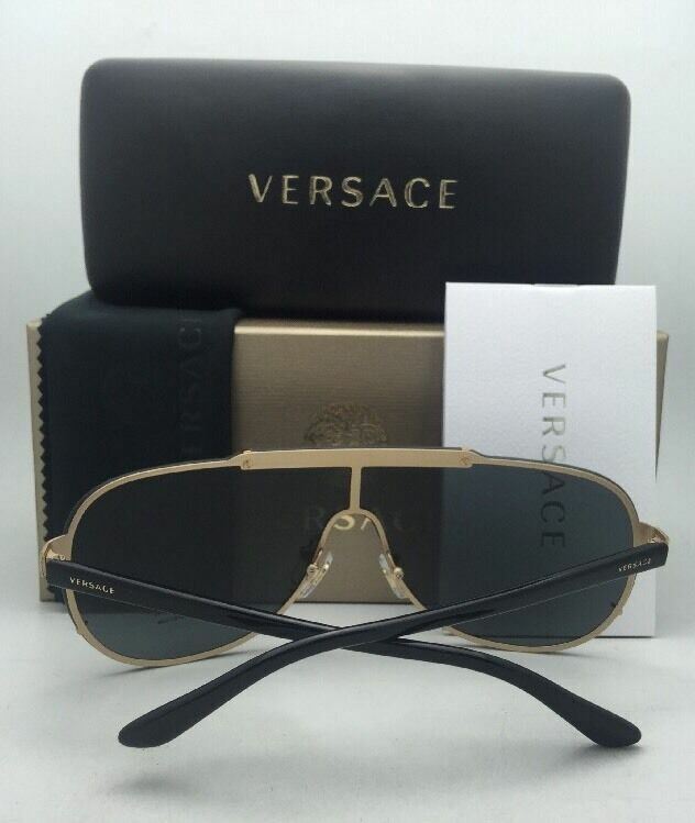 New VERSACE Sunglasses VE 2140 1002/87 Gold & Black Shield Frames