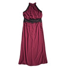 Y2K Sleeveless Halter Maxi Dress Size L Burgundy Maroon Black Lace High Waist