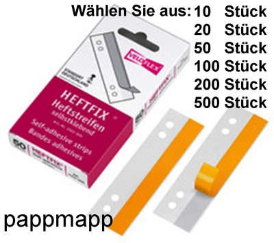 Veloflex Heftfix  2002 - Menge nach Wahl - 105mm lang Heftstreifen selbstklebend
