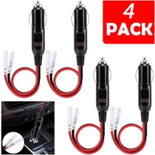 4 PACK Fused 12V ~ 24V Male Car Cigarette Lighter Plug Socket Connector Cable