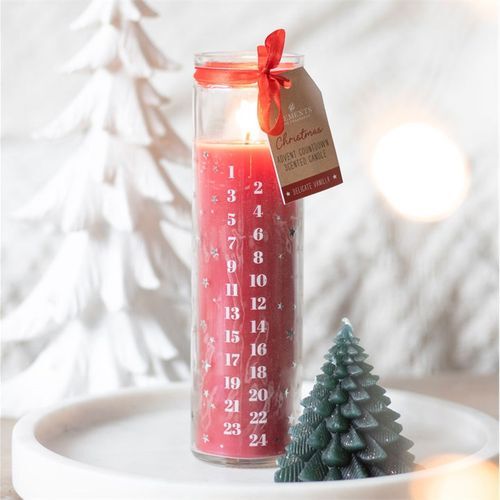 Advent tube candle countdown to christmas vegan paraffin wax glass hang