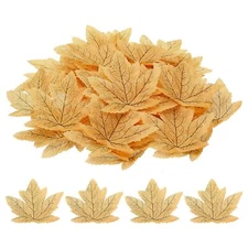 300 Pack Bright Yellow Fake Fall Leaves Artificial Maple Style 7 Halloween