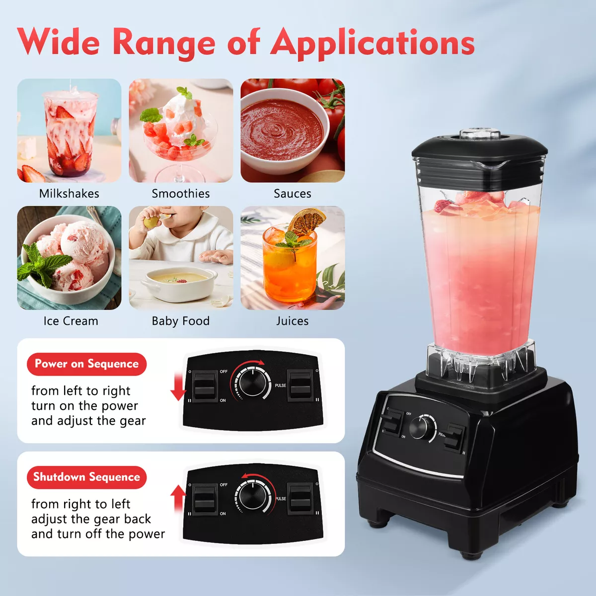 BPA Free 3HP 2200W Heavy Duty Commercial Grade Blender Mixer Juicer High  Power Food Processor Ice Smoothie Bar Fruit Blender