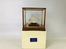 Y6486 OKIMONO Sterling Silver Pine glass case Japan antique interior figure