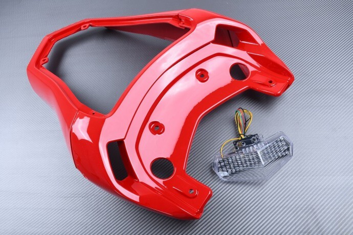 Carénage arrière rouge Ducati SBK 749 en ABS injecté avec optique arrière transparente 05-06