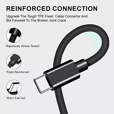 6FT 2M Cable USB-C to USB C Type-C Fast Charging Data Cord for Samsung Galaxy