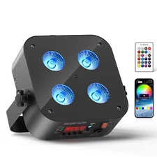 4x25W DJ Disco Party Stage Light LED RGBWA UV DMX Beam Light KTV Show App Remote