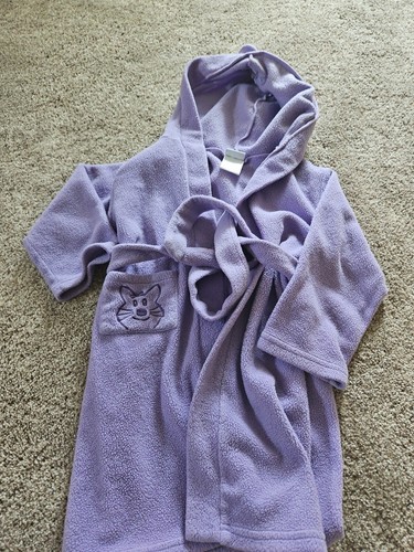 OKIE DOKIE purple Terry Bath Robe W/hood Girls Size 4T - 第 1/3 張圖片