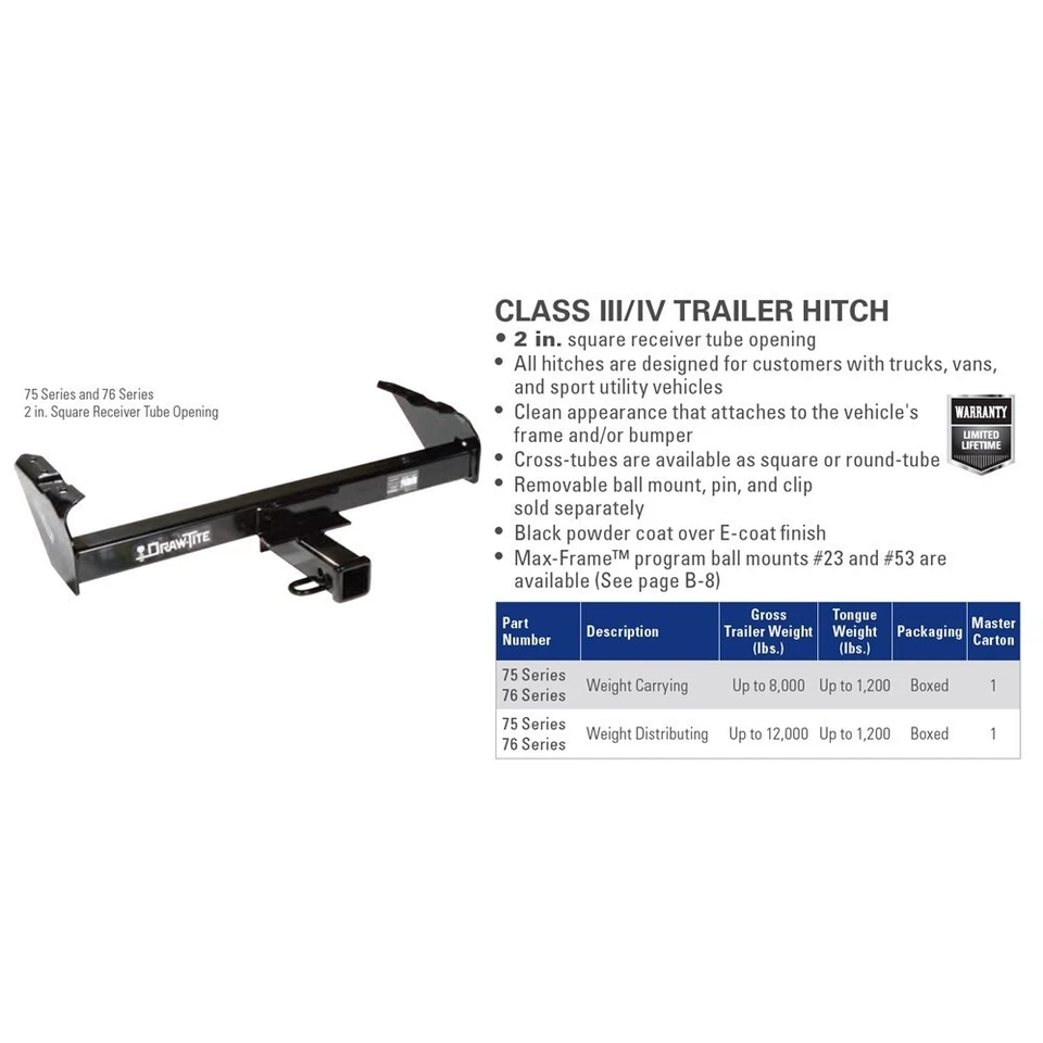 Engate de reboque Draw-Tite 75522 classe III, 2" receptor para 04-08 Chrysler Pacifica - Imagem 4 de 4