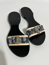 Vtg Christian Dior By John Galliano Blue Monogram Padlock Sandals 36