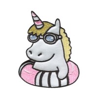 Einhorn Mit Schwimmbrille - AufnäHer, BüGelbild, AufbüGler, GrößE: 5,7 X 7,3 Cm