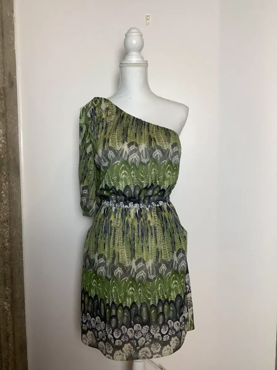 Forever 21 One Shoulder Dress Green Medium H2