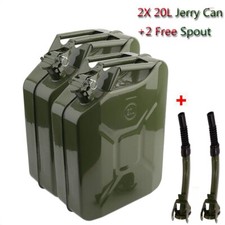 2x 20L Stahlblechkanister Metallkanister Metall Benzinkanister mit Auslaufroh DE