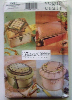 Vogue Beaded fabric boxes 4 designs pattern 7251 UNCUT