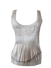 Vintage Christian Dior Boutique Ivory Pleated Ribbed Knit Tank Top Size 4