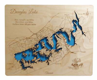 Douglas Lake, TN - Laser Cut Wood Map | Wall Art | Made to Order