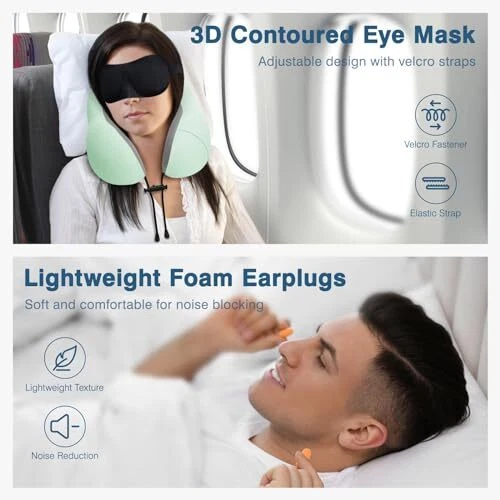 Travel Pillow for Airplane Memory Foam Pillow, Soft & Support Cooling Grey&sage