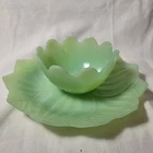 Vintage Fire King Jadeite Lotus Blossum Plate and Bowl Set