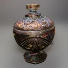 Vintage imperial Carnival glass Purple Iridescent Compote Candy Dish